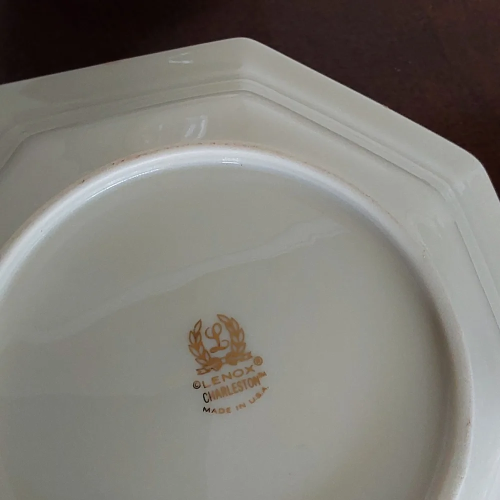 Lenox  Charleston Cream Floral Covered Sugar‎ Bowl with Octagonal Serving Bowl